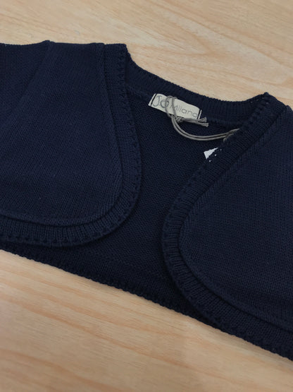 Cardigan Jo Milano in filo blu scuro aperto sul davanti