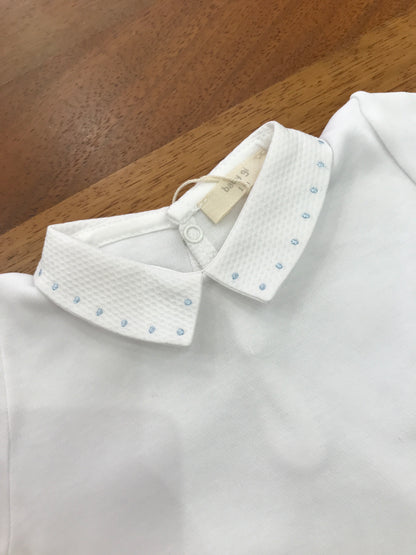 Body Baby Gi in cotone mezza manica con collo con pois celesti