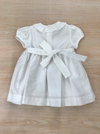 Abito Les Enfants de Gisele in cotone mella mezza manica a sbuffo con colletto con rusche corpetto lavorato da punto smock e margherite rosa