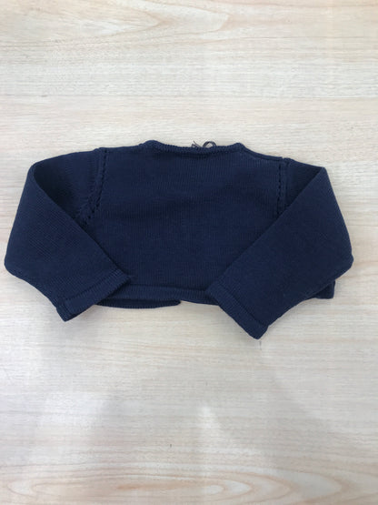 Cardigan Jo Milano in filo blu scuro con un bottoncino sul davanti