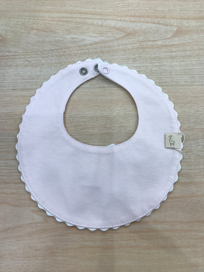 Bavetta Baby Gi in cotone rosa smerlata bianca