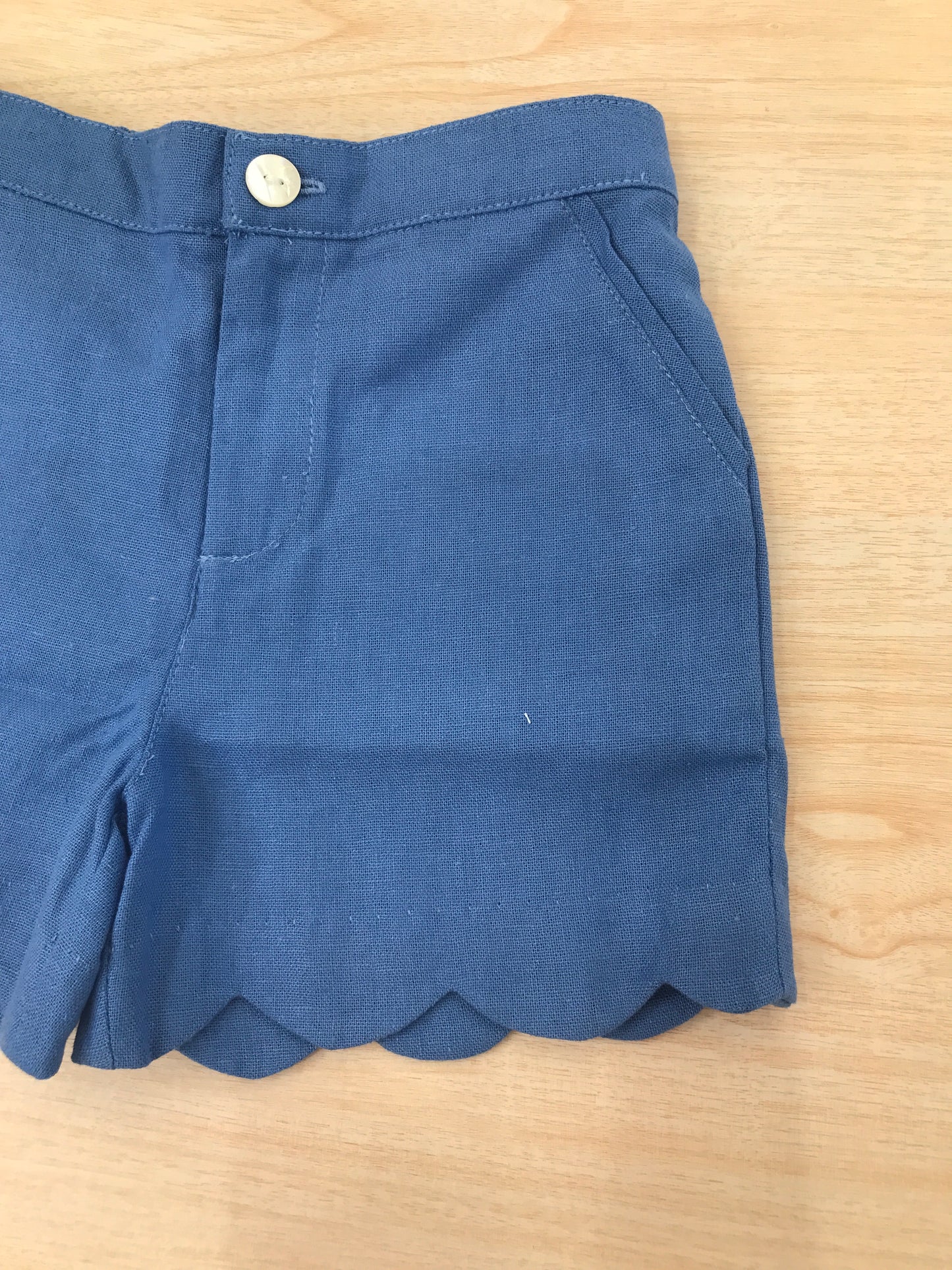 Pantalone Les Enfants de Gisele in cotone blu con bordo smerlato