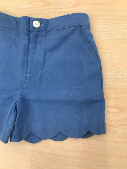 Pantalone Les Enfants de Gisele in cotone blu con bordo smerlato