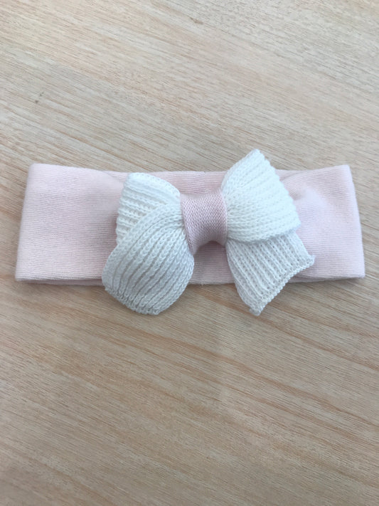 Fascia Baby Lord in filo di cotone con fiocco a costine in bianco