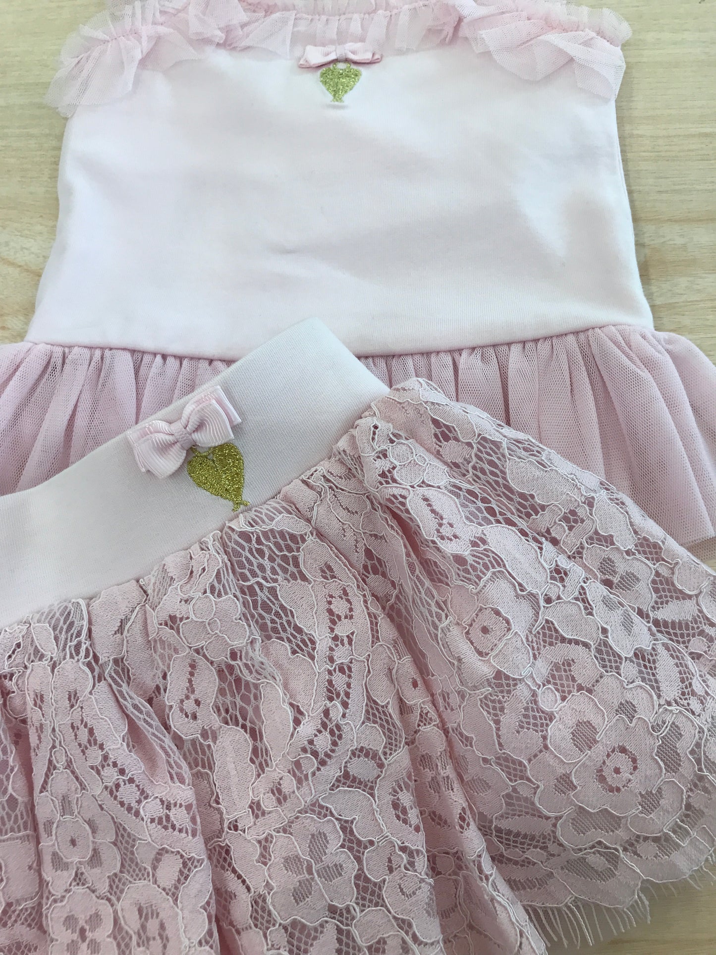 Completo Angel's Face in cotone canotta con bretelle con tulle gonna con pizzo