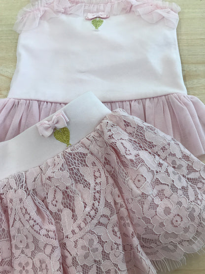 Completo Angel's Face in cotone canotta con bretelle con tulle gonna con pizzo