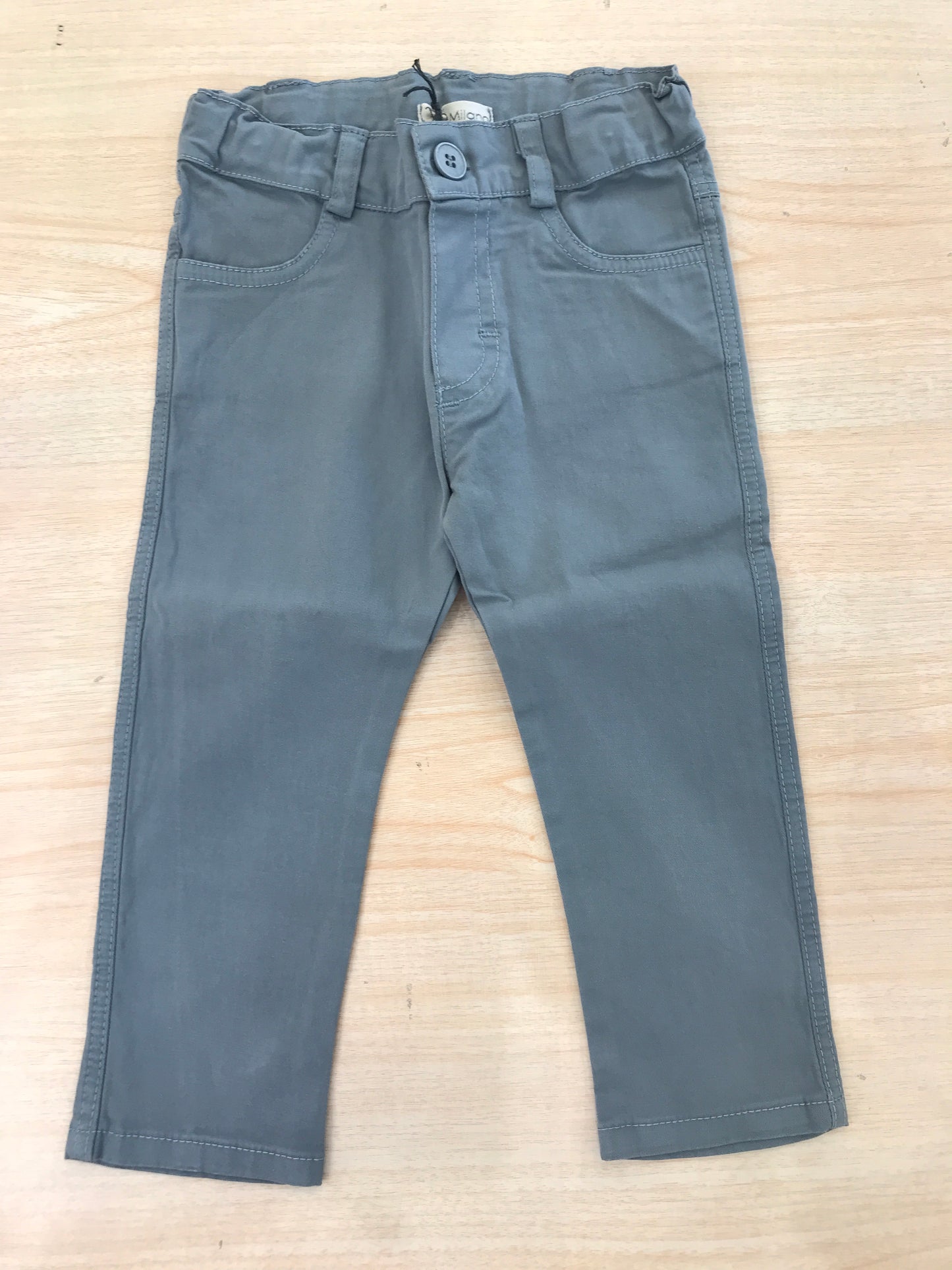 Pantalone Jo Milano in cotone grigio lungo con tasche sul davanti e sul retro