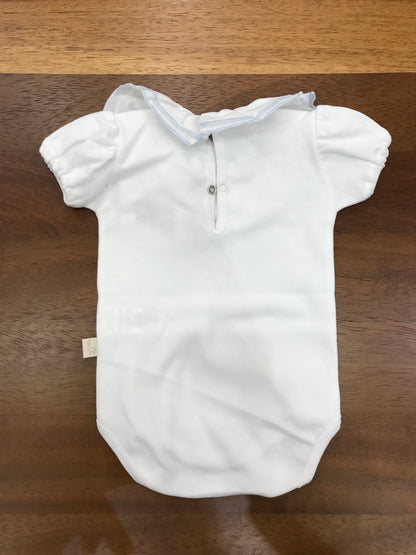 Body Baby Gi in cotone bianco mezza manica collo con rusche e bianca e celeste