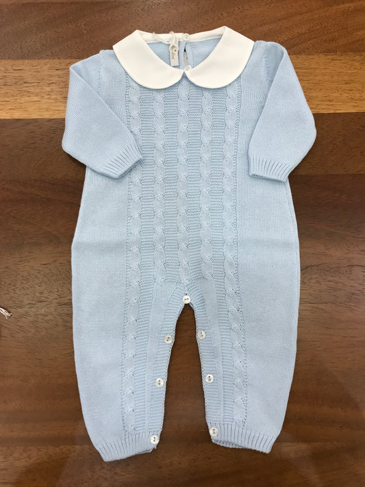 Tutina Baby Lord in filo manica lunga con lavorazione di trecce sul davanti collo tondo bianco