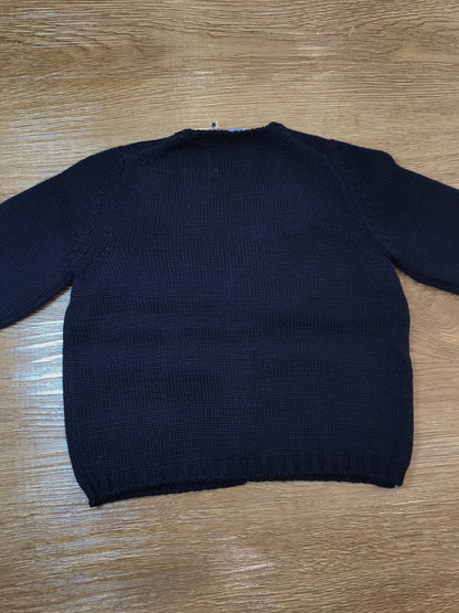 Cardigan Colibrì in lana blu scuro con taschino e piccoli bottoncini sul davanti
