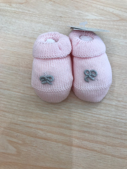 Babbucce Le Dodò in filo rosa con fiocchetto grigio in rilievo