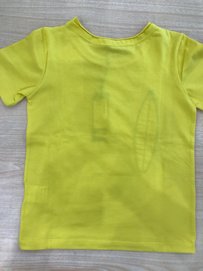 T-shirt Jo Milano in cotone mezza manica gialla con disegni sul davanti