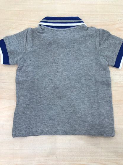 Polo Jo Milano in cotone mezza manica grigia con rifiniture bluette e bianche