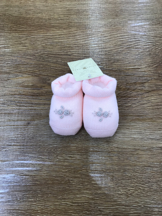 Babbucce Story Loris in lana rosa con roselline