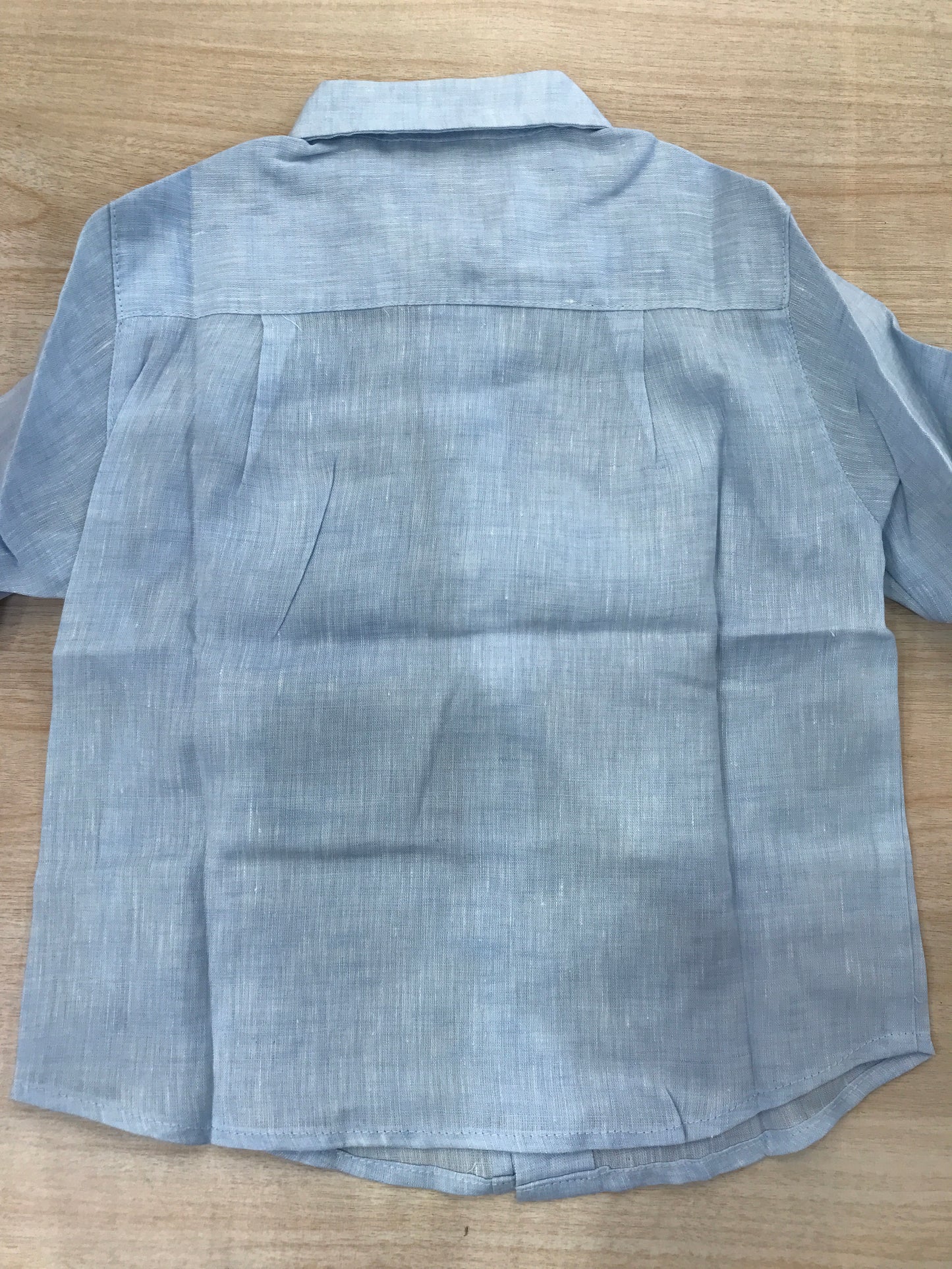 Camicia Le Guignol in lino celeste manica lunga con bottoncini e taschino laterale