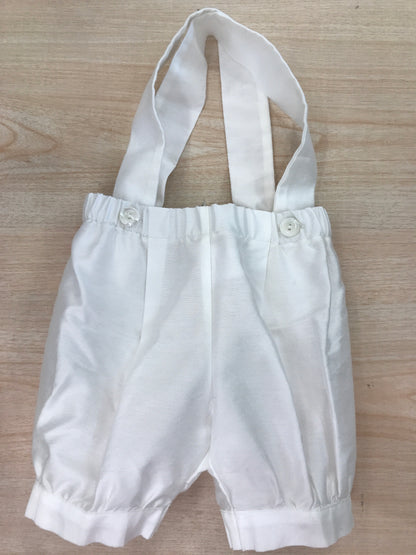 Pantalone Colibrì in cotone con bretelle a sbuffo bianco