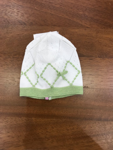 Cappello Colori Chiari in filo bianco e verde con ricami
