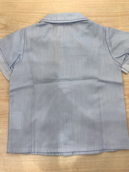 Camicia Colibrì in cotone mezza manica celeste con pois