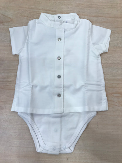 Body Laranjinha in cotone mezza manica effetto camicia con bottoncini