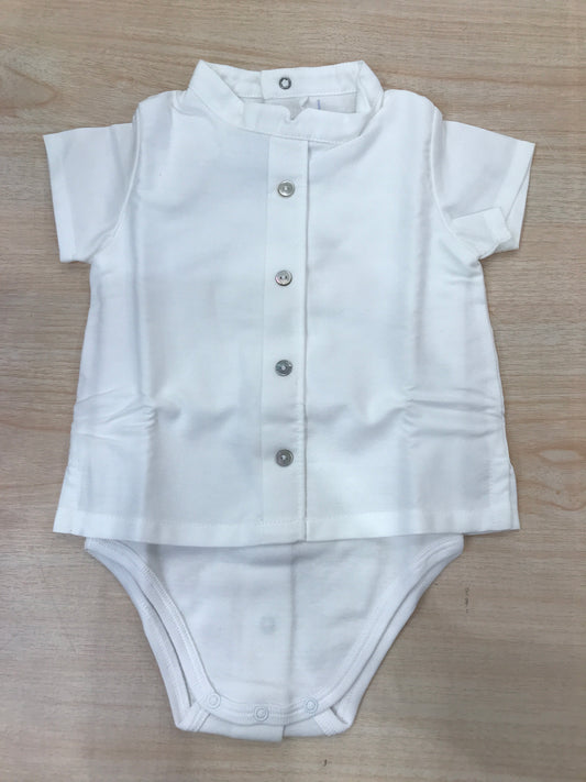 Body Laranjinha in cotone mezza manica effetto camicia con bottoncini