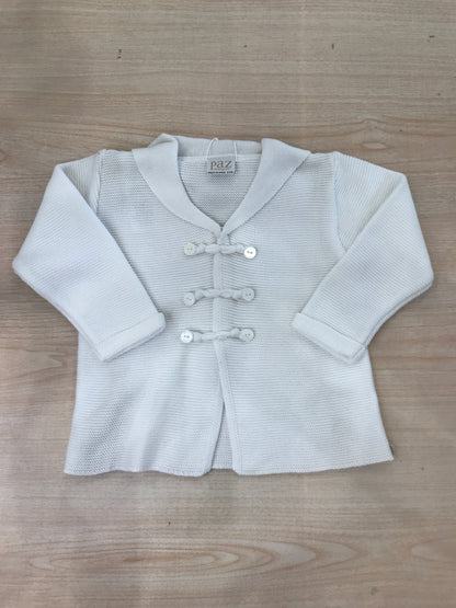 Cardigan Paz Rodriguez in filo bianco manica lunga con particolarità sui bottoncini