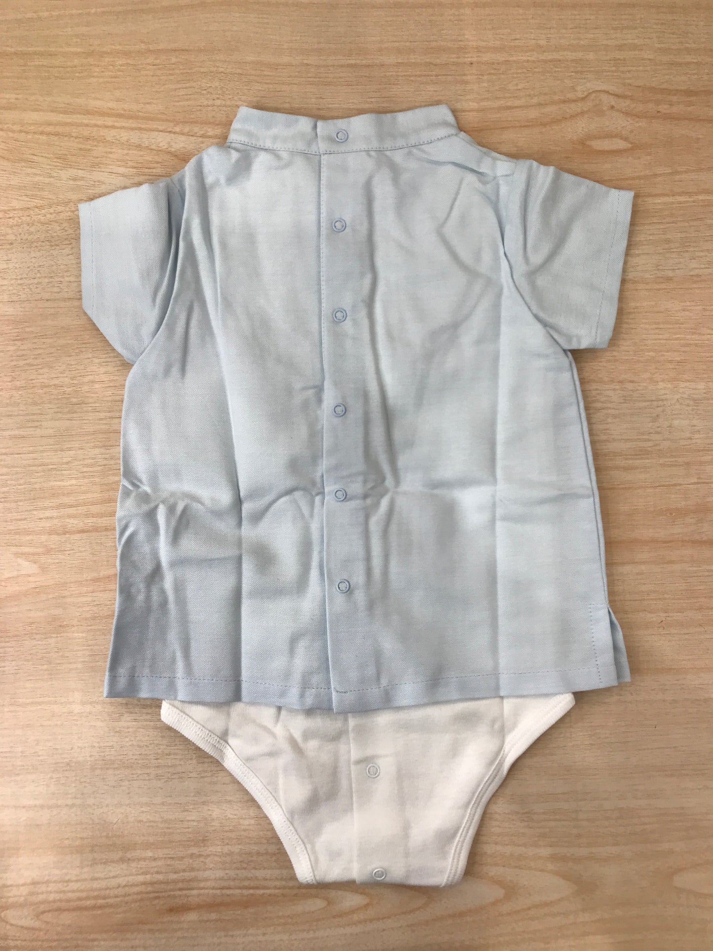 Body Laranjinha in cotone mezza manica con effetto camicia