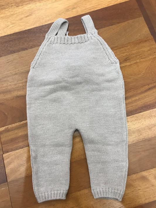Salopette baby lord in lana tortora con fiocco in velluto verde