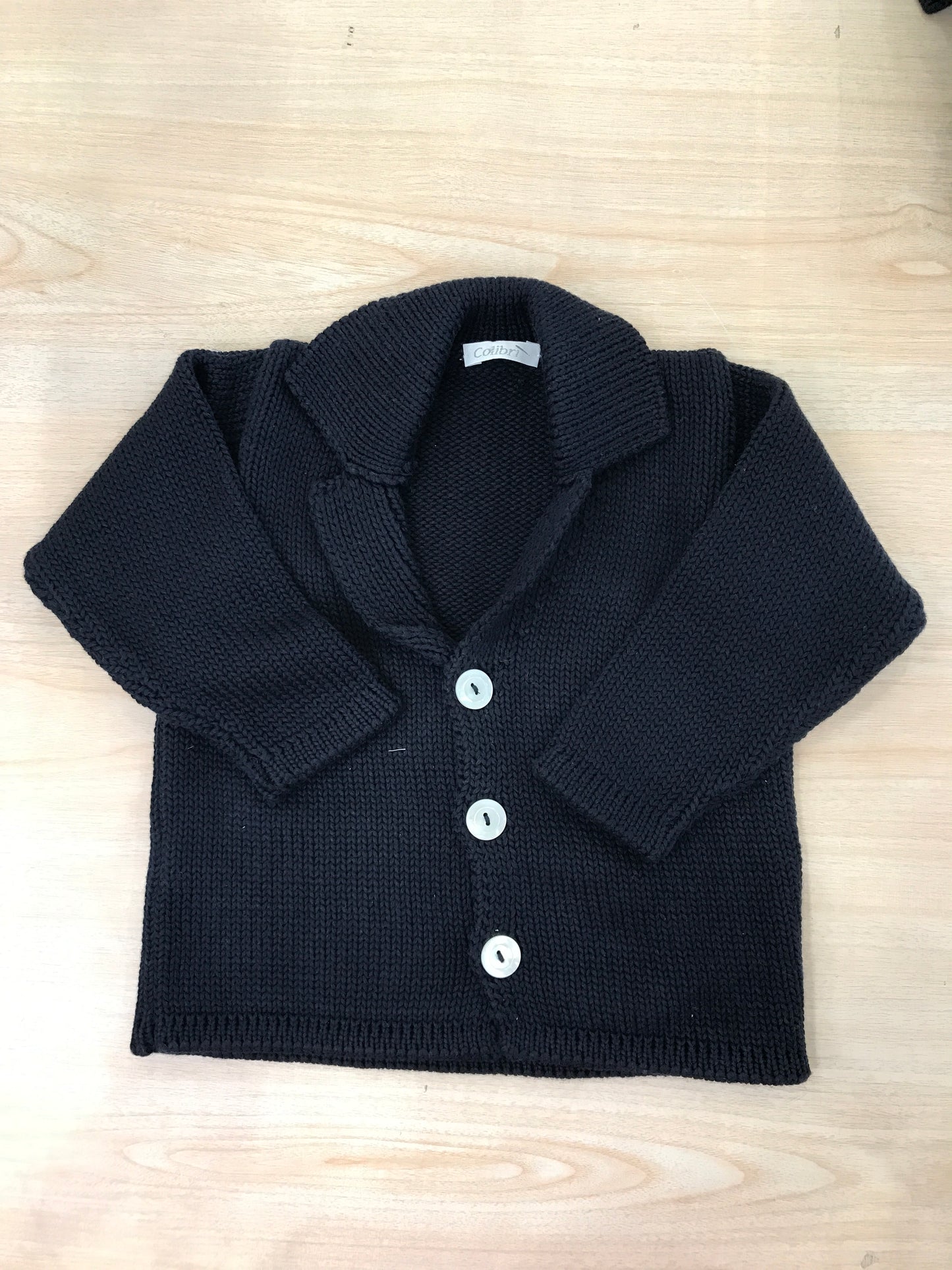 Cardigan Colibrì in filo di cotone blu scuro con bottoncini sul davanti