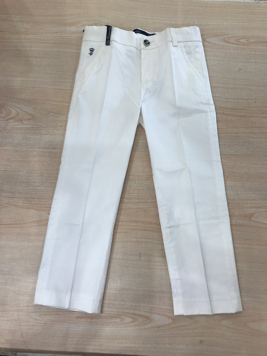 Pantalone Les Copains lungo bianco con tasche sul davanti e dettagli blu