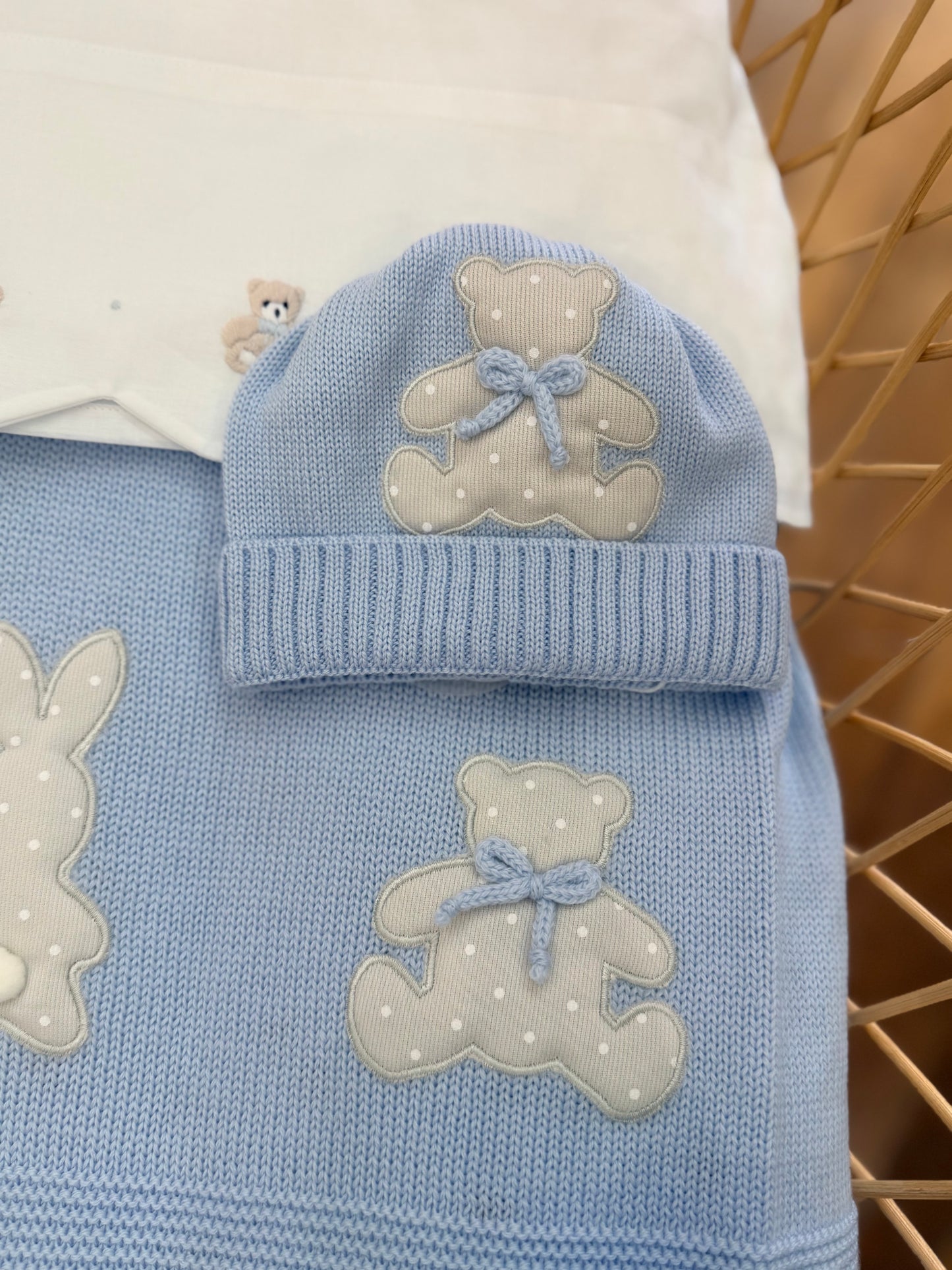 Coordinato nascita Baby Lord con orsetti e conigli a pois