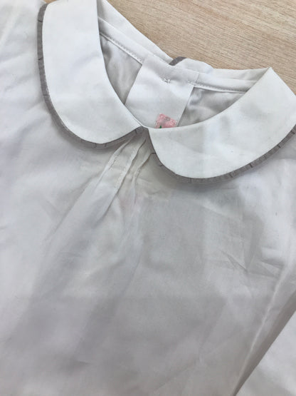 Camicia Bonpoint manica lunga in cotone con colletto tondo rifinito e bottoncini sul retro
