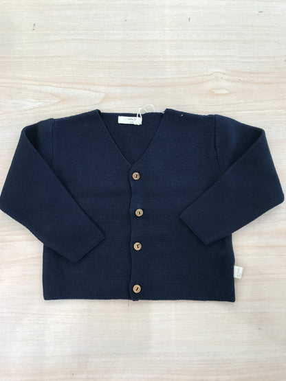 Cardigan PCS in filo blu scuro con piccoli bottoncini