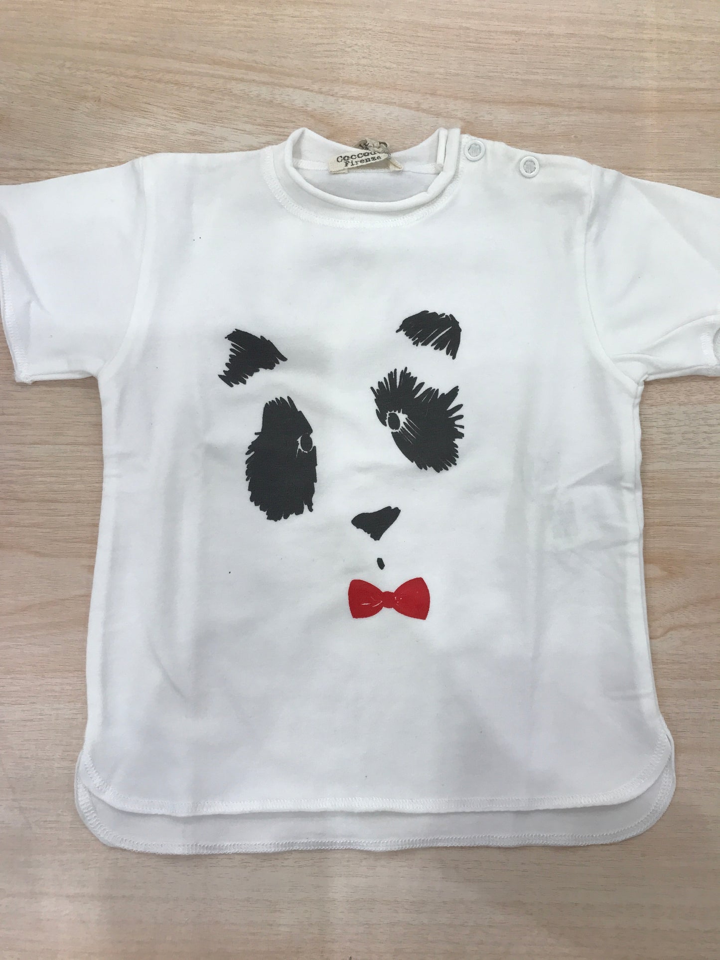 T-shirt Coccodè in cotone mezza manica bianca con sagoma di cane sul davanti
