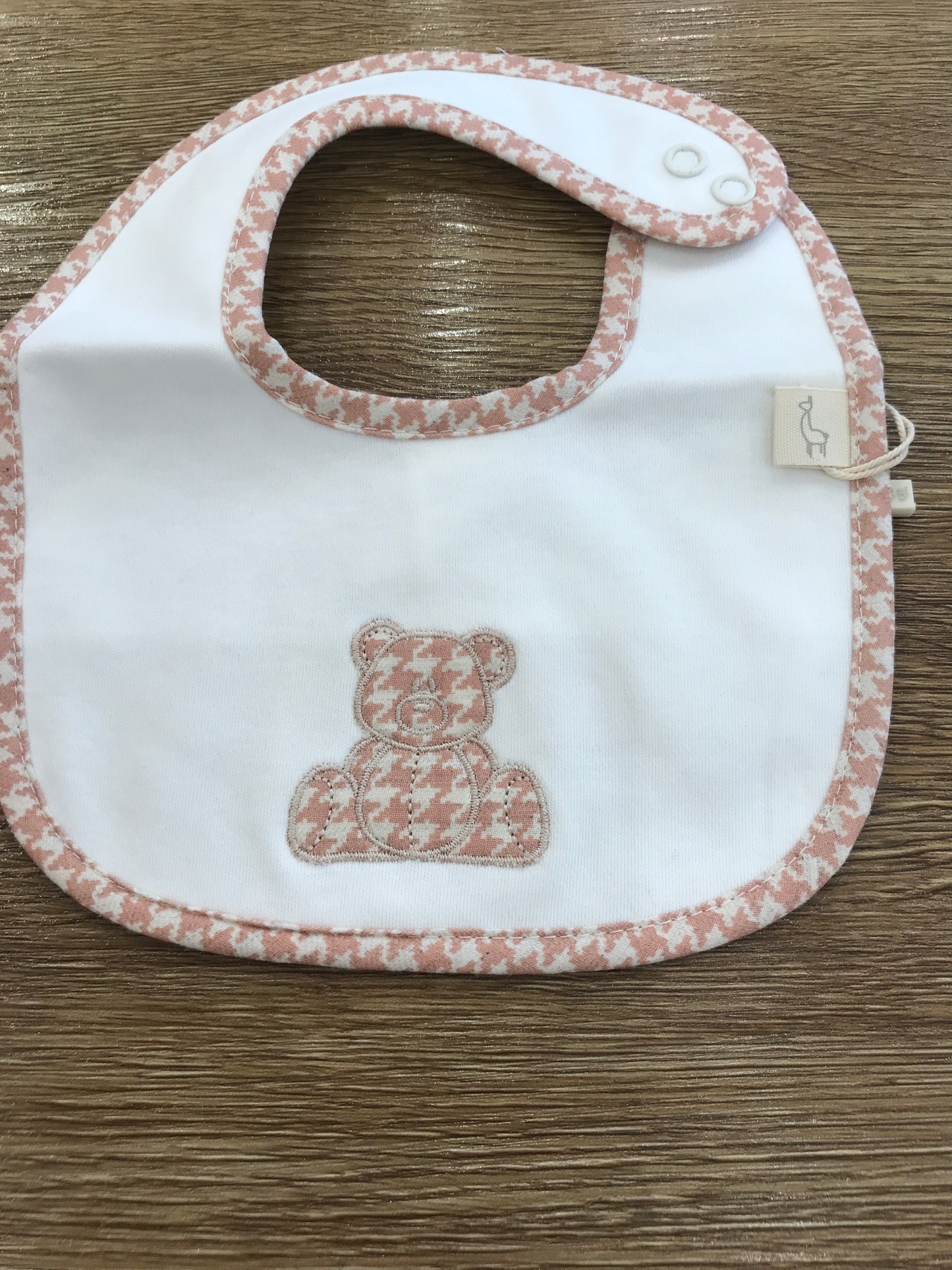 Bavetta Baby Gi in cotone panna con orsetto sul davanti