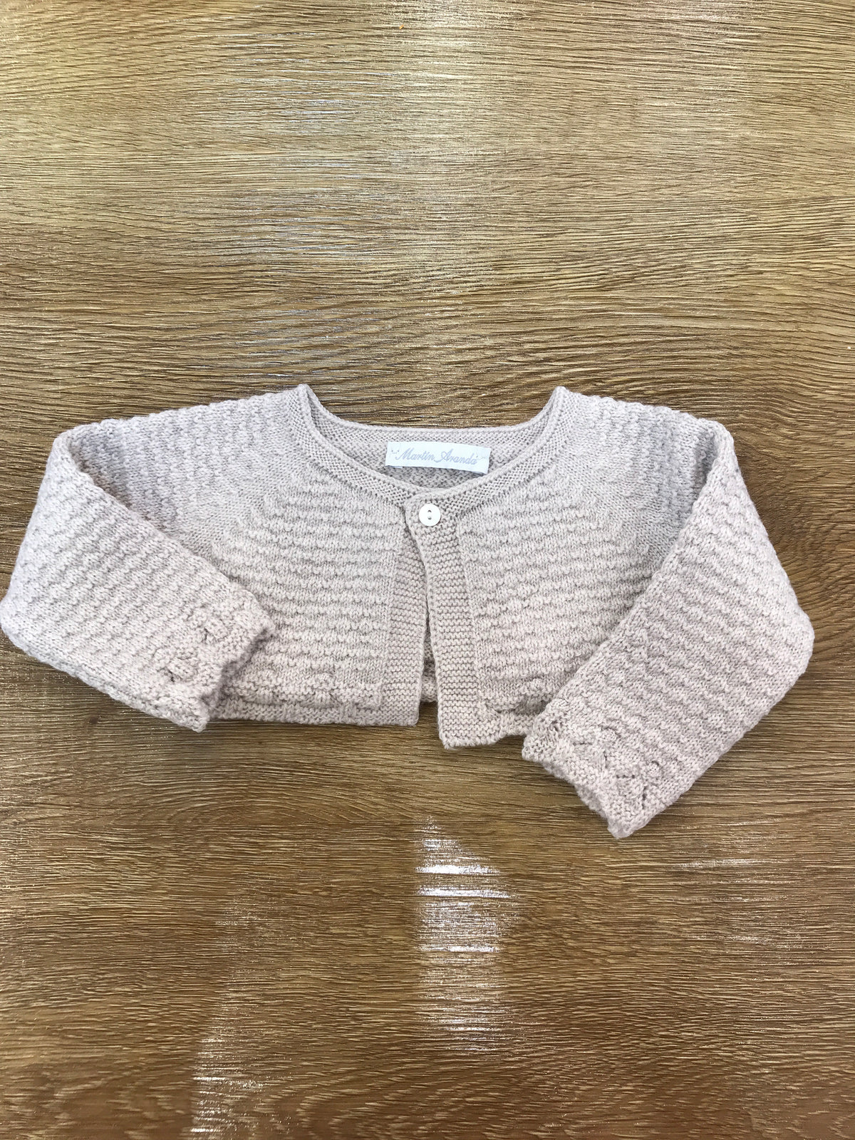 Cardigan Martin Aranda in lana tortora con pois in rilievo
