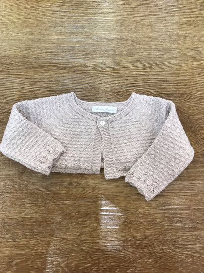 Cardigan Martin Aranda in lana tortora con pois in rilievo