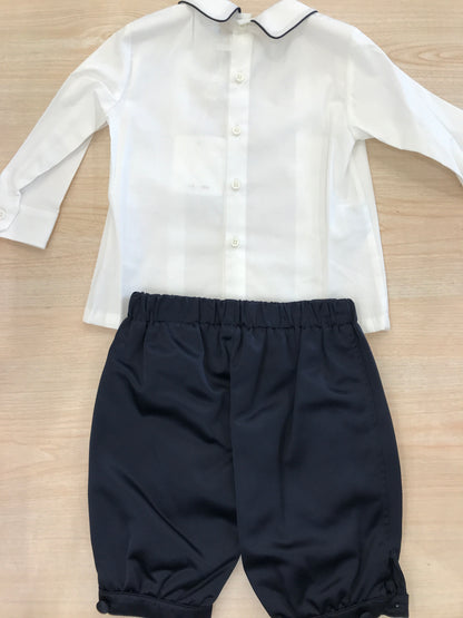 Completo Cielo Blu pantalone blu scuro con camicia con collo con profilo e bottoncini