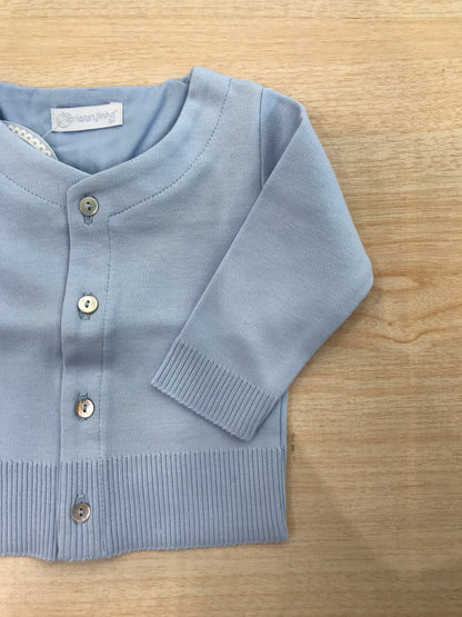 Cardigan Laranjinha in cotone con bottoncini e rigato in basso