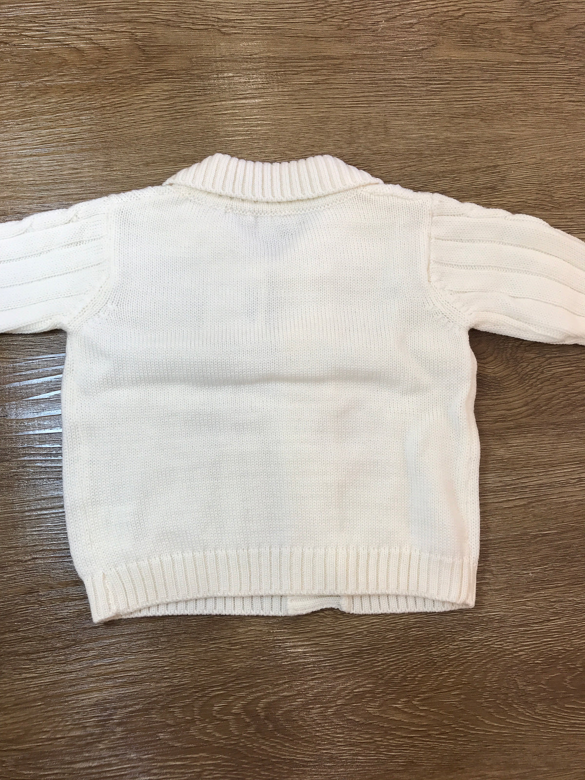 Cardigan Biebi in lana panna con lavorazione sul davanti e piccoli bottoncini