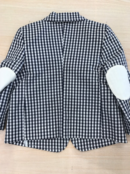 Giacca Sweet Baron a quadretti blu scuro e bianco con tasche sul davanti