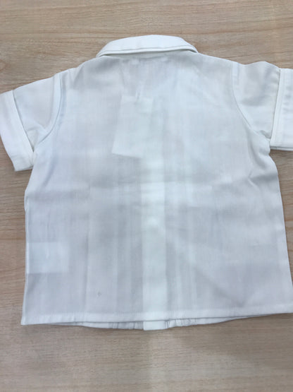 Camicia Colibrì mezza manica bianca con pieghe sul davanti colletto tondo rifinito in piquet