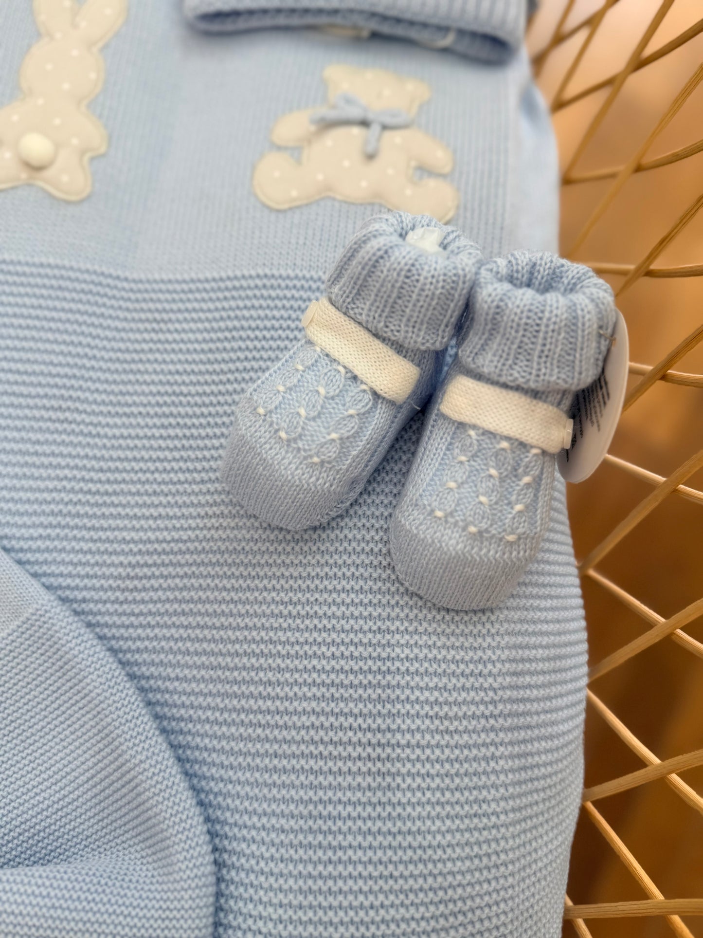 Coordinato nascita Baby Lord con orsetti e conigli a pois
