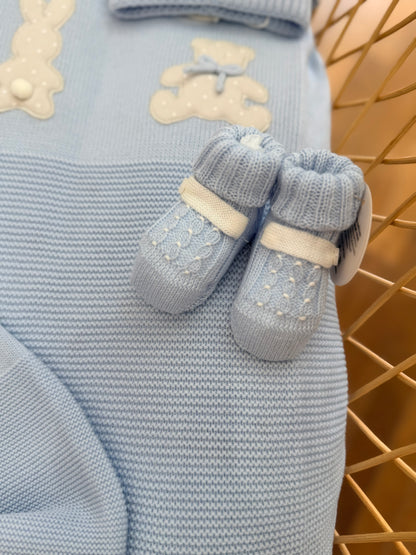 Coordinato nascita Baby Lord con orsetti e conigli a pois
