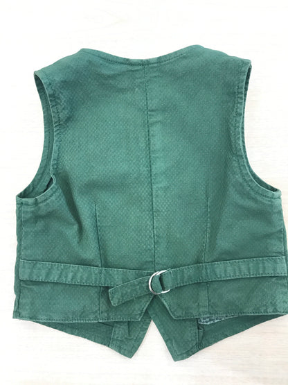 Gilet John Twig in cotone verde con tasche e bottoncini