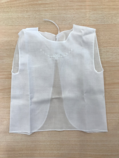 Camicino Baby gi in cotone bianco smanicato con pois e fiocchetto bianco ricamato sul davanti