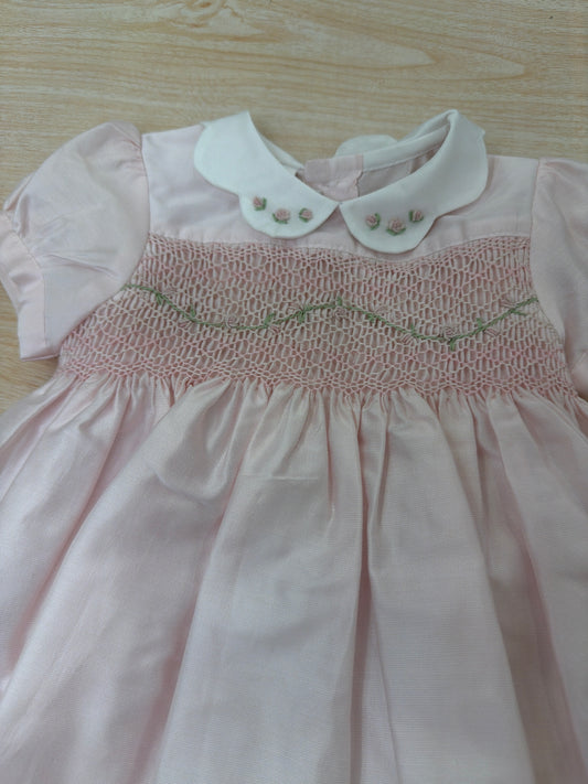 Abito Les Enfants de Gisele mezza manica a sbuffo con colletto con rose e corpetto ricamato  con punto smock e rose