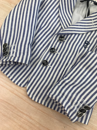 Giacca Les Copains in cotone manica lunga a righe bianche e blu con bottoncini e tasche