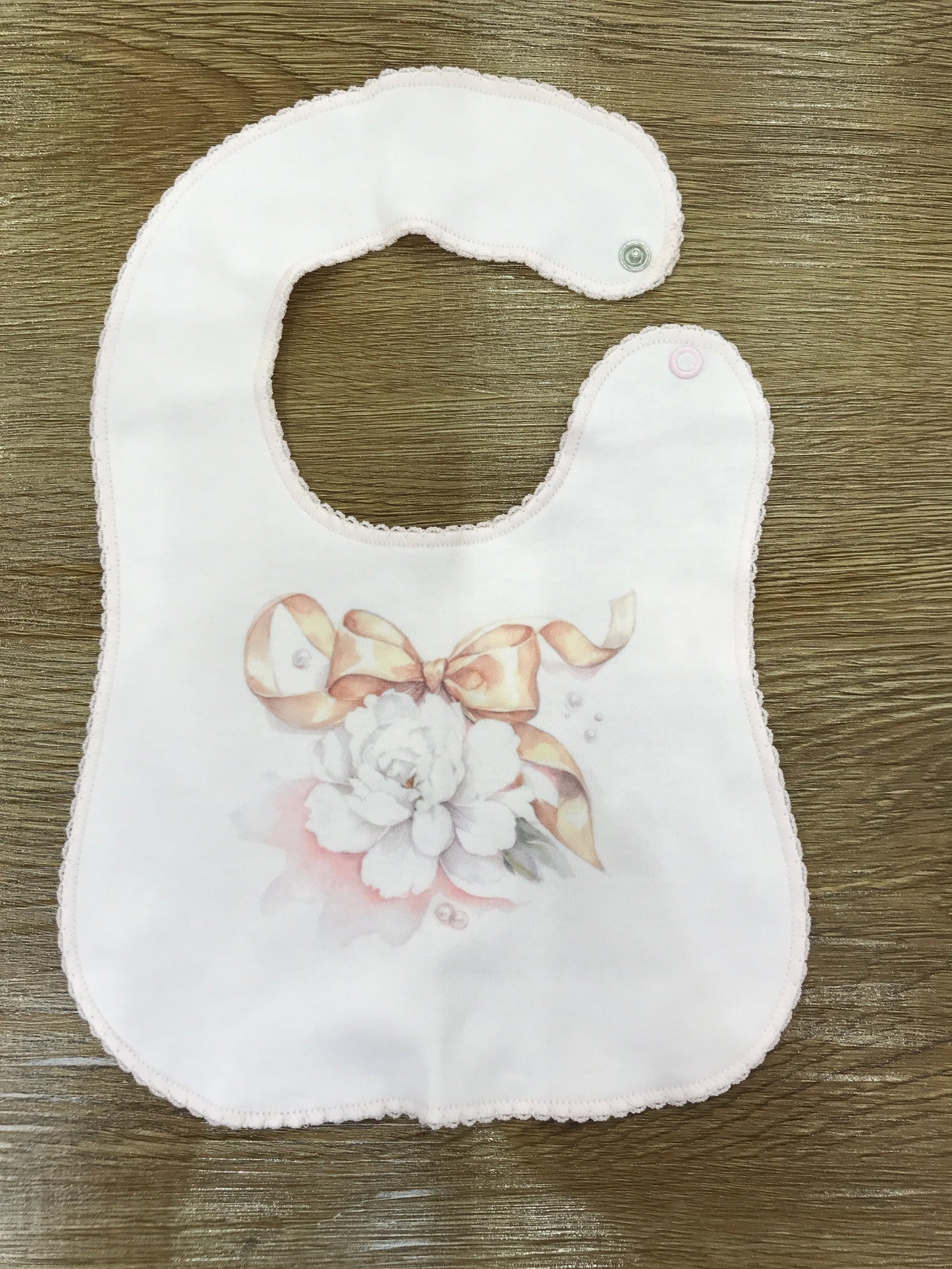 Coordinato Sofija in caldo cotone rosa con piccoli orsetti e fiocchetti