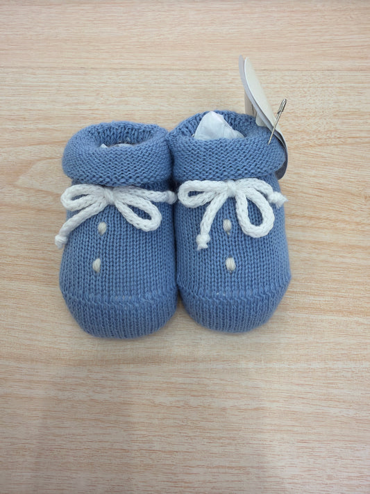 Babbucce Baby Lord in filo avio con pois e fiocchetto bianchi