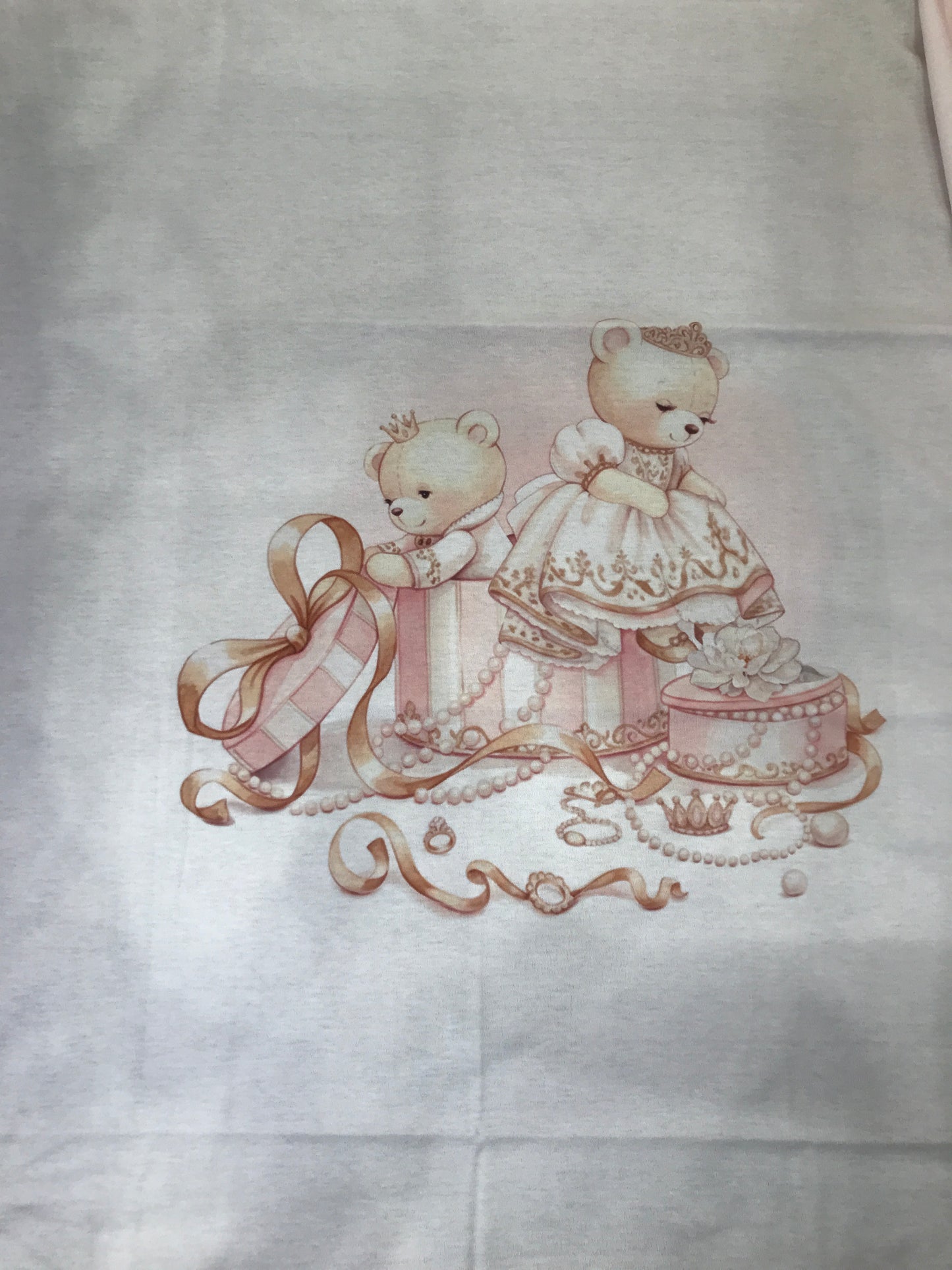 Coordinato Sofija in caldo cotone rosa con piccoli orsetti e fiocchetti
